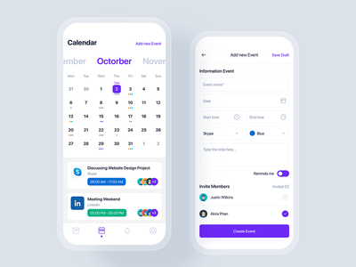 日历-事件移动 UI 概念(Calendar - Event mobile UI concept)