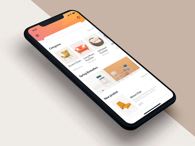 家具店 UI 套件 - 主屏幕(Furniture Shop UI Kit - Home screen)