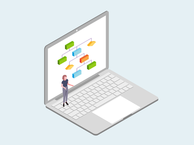 信息技术项目计划等轴测图(Information Technology Project Plan Isometric Illustration)