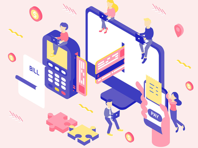 付款选项等距图(Payment Option Isometric Illustration)
