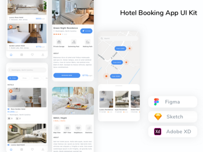 酒店预订应用程序 UI 套件(Hotel Booking App UI Kit)