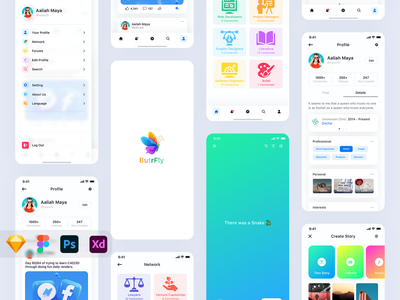 ButrFly - 社交 UI 工具包 - 简介和故事(ButrFly - Social UI Kit -  Profile & Story)