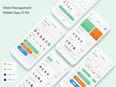 工作管理移动应用程序 UI 套件(Work Management Mobile App UI Kit)