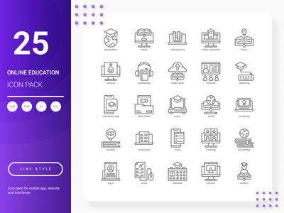 在线教育图标包(Online Education Icon Pack)