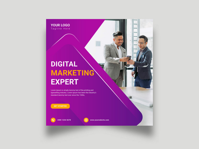 数字营销社交媒体帖子模板设计(Digital Marketing Social Media Post Template Design)