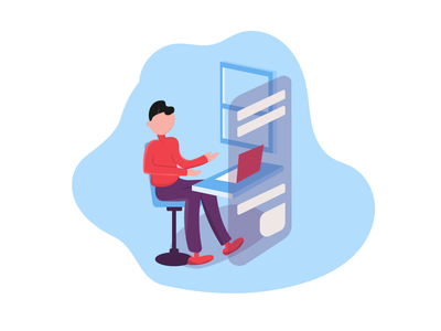 工作的人。在家里工作。在笔记本电脑上工作的程序员(Working man. Work From Home. Programmer working on laptop)