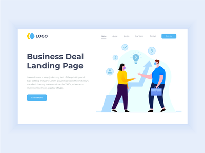 商业交易网页标题 UI 设计模板(Business deal web header UI design template)