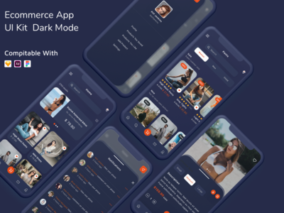电子商务应用程序 UI 工具包深色模式(Ecommerce App UI Kit Dark Mode)