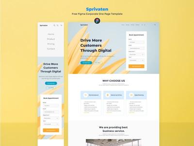 Sprivaten - 免费的 Figma 企业一页模板(Sprivaten - Free Figma Corporate One Page Template)