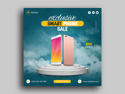 智能手机销售社交媒体帖子 Instagram 帖子横幅模板(Smart Phone Sale Social Media Post Instagram Post Banner Template)