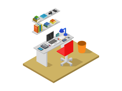 等距办公桌(isometric office desk)