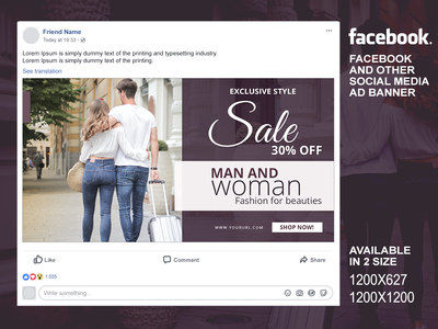 Facebook 和其他社交媒体销售横幅 4(Facebook and other Social Media Sale Banner 4)