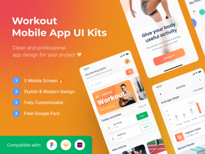 锻炼移动应用程序 UI 套件(Workout Mobile App UI Kits)