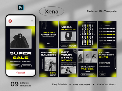 Xena - 时尚 Pinterest Pin 模板(Xena - Fashion Pinterest Pin Template)
