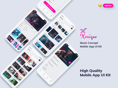 Xonique-Music Mobile App UI Kit Light Version (SKETCH)(Xonique-Music Mobile App UI Kit Light Version (SKETCH))