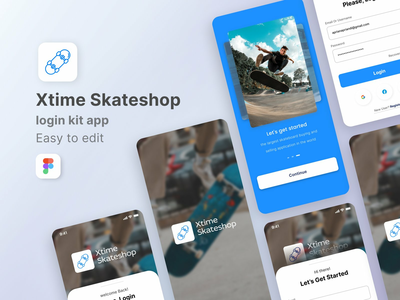 Xtime Skateshop - 登录移动应用程序 UI 套件(Xtime Skateshop - Login Mobile App UI kits)