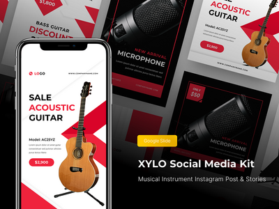 Xylo - 乐器 Instagram Post & Stories Google Slide(Xylo - Musical Instrument Instagram Post & Stories Google Slide)