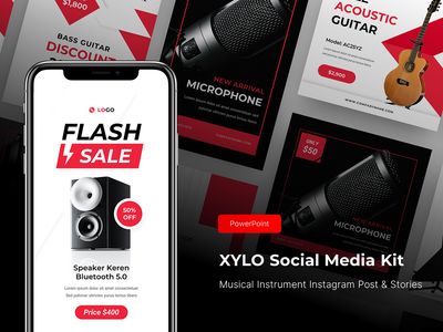 Xylo - 乐器 Instagram Post & Stories PowerPoint(Xylo - Musical Instrument Instagram Post & Stories PowerPoint)