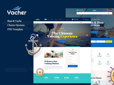 Yacher-船和游艇租赁服务 PSD(Yacher - Boat & Yacht Charter Services PSD)
