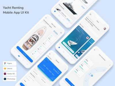 游艇租赁移动应用程序 UI 套件(Yacht Renting Mobile App UI Kit)