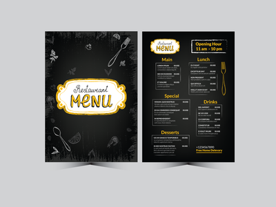 食物菜单宣传册模板(Food Menu Brochure Template)