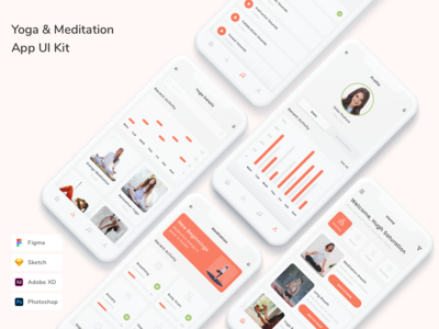 瑜伽和冥想应用程序 UI 套件(Yoga & Meditation App UI Kit)