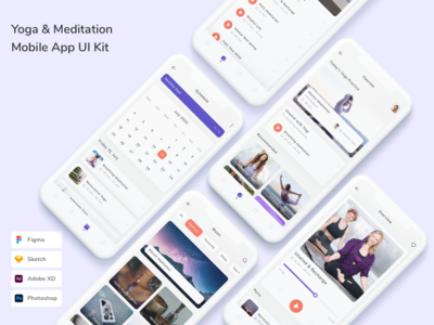 瑜伽和冥想移动应用程序 UI 套件(Yoga & Meditation Mobile App UI Kit)