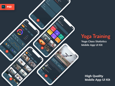 瑜伽课手机应用暗黑版(Yoga Class Mobile App Dark Version)