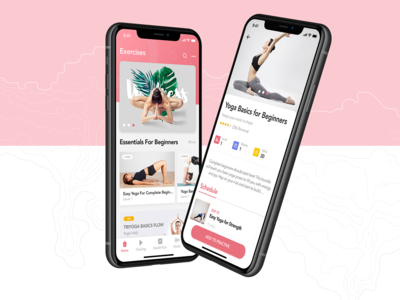 瑜伽健身应用概念(Yoga Fitness App Concept)
