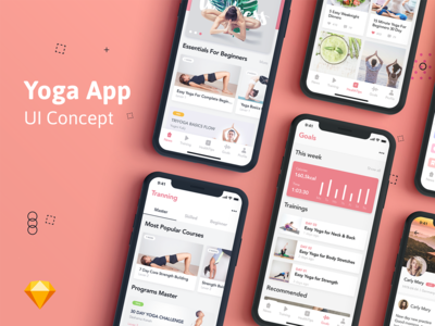适用于 IphoneX 的瑜伽健身应用程序 UI 套件(Yoga Fitness App UI Kit for IphoneX)