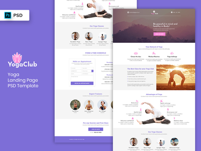 瑜伽登陆页面PSD模板(Yoga Landing Page PSD Template)