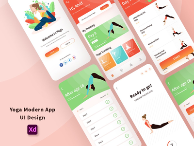 瑜伽现代应用程序用户界面设计(Yoga Modern App UI Design)