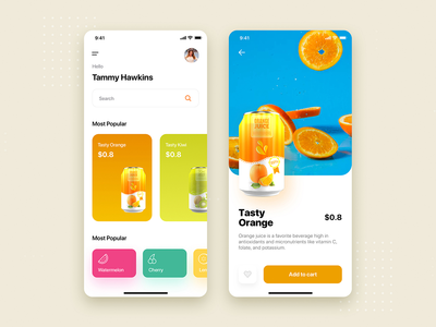 果汁移动应用 UI 工具包模板(Fruit Juice Mobile App UI Kit Template)