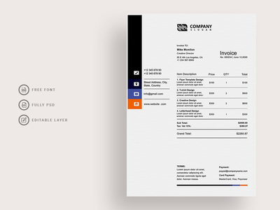 商业服务的黑色公司发票模板(Black Corporate Invoice Template For Business Service)