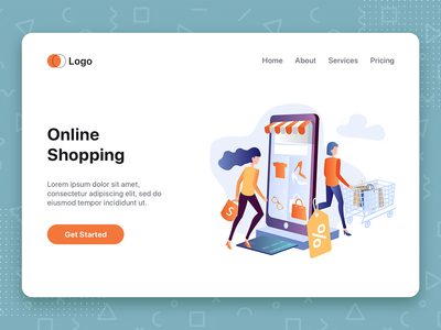 在线购物矢量图(Online Shopping Vector Illustration)