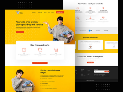 洗衣业务 - 创意登陆页面网页模板(Laundry Business  - Creative Landing Page Web Templates)