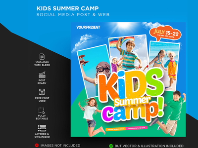 孩子们夏令营横幅(Kids Summer Camp Banner)