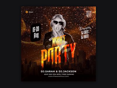 晚会社交媒体模板(Night party social media template)