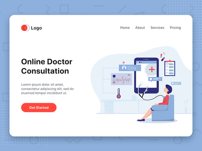 在线医生咨询矢量图(Online Doctor Consultation Vector Illustration)