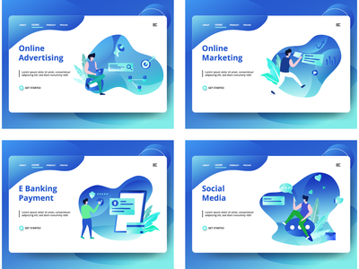 网页设计模板集(Set of web page design templates)