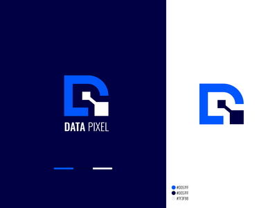 字母标志，数据像素标志，标志设计，(D Letter Logo , Data pixel logo, logo design,)