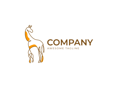 一个连续的线条绘制“Girrafe”Oneline 标志概念(One continuous line drawing 