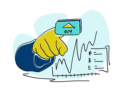 购买股票平插图投资业务(Buy Stocks flat Illustration Investing Business)