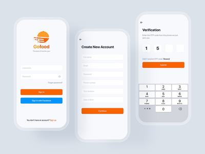 身份验证-食品配送移动 UI 概念(Authentication - Food Delivery mobile UI concept)