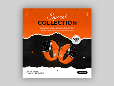 观看品牌推广 Instagram 社交媒体横幅模板(Watch Brand Promotion Instagram Social Media Banner Templates)