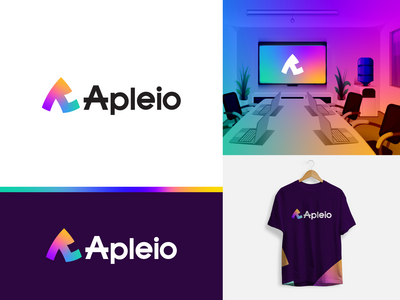 Apleio 标志品牌设计 - 渐变标志 - SAAS 商业标志(Apleio logo branding design -  A Gradient logo -  SAAS business logo)