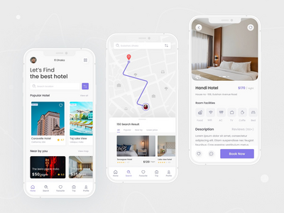 酒店预订移动 iOS 应用程序 UI 套件(Hotel Booking mobile iOS App UI kits)