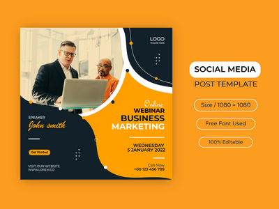 数字商业营销社交媒体帖子设计模板(Digital business marketing social media post design template)