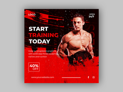 健身社交媒体模板包(Fitness Social Media Template Pack)