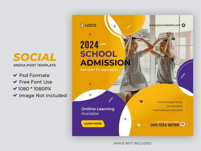 入学社交媒体帖子和横幅模板(School admission social media post and banner template)